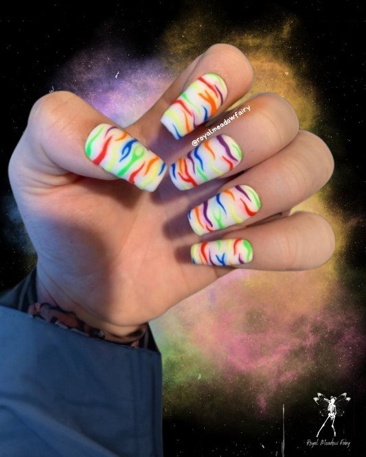 rainbow colourful tiger print press on nails uk delivery 