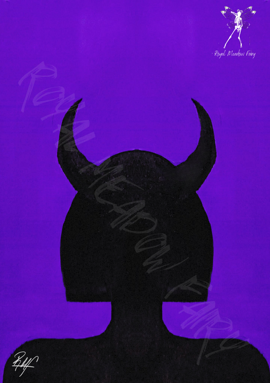 she devil silhouette on purple base art work 