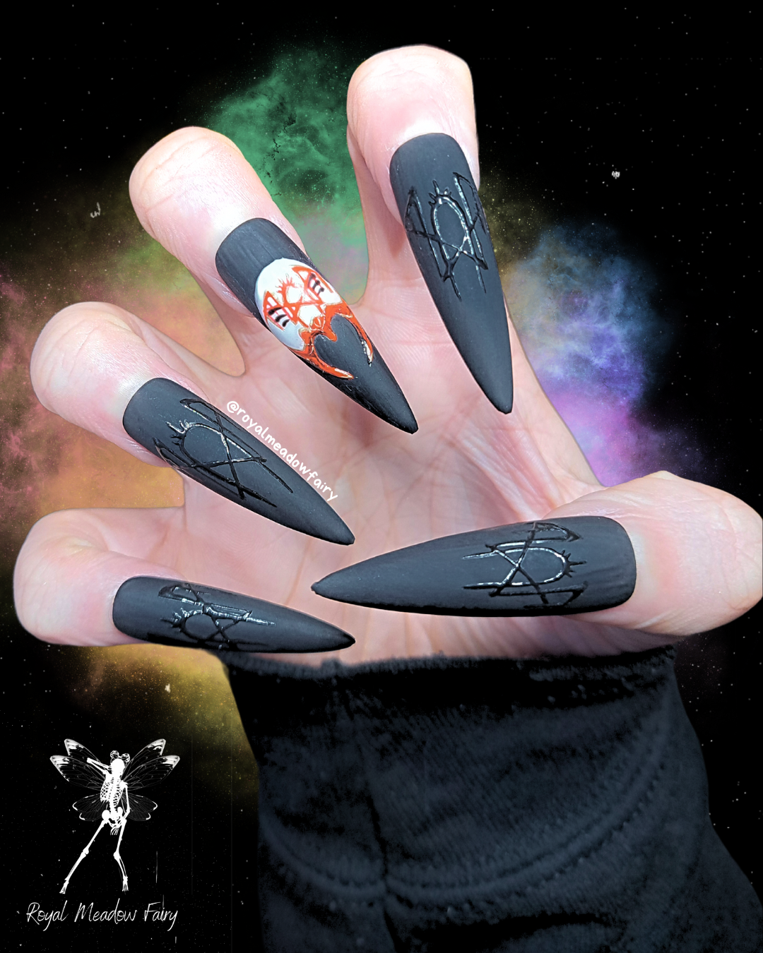vessel mask press on nails sleep token emo gothic band nail art design 