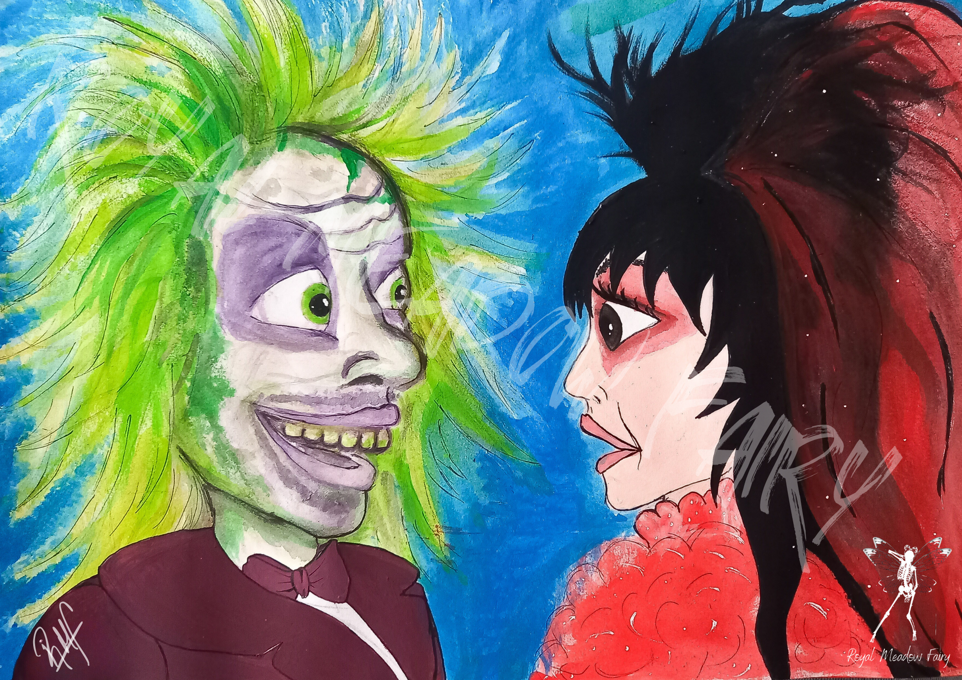 Beetlejuice and Lydia inspired original art work 