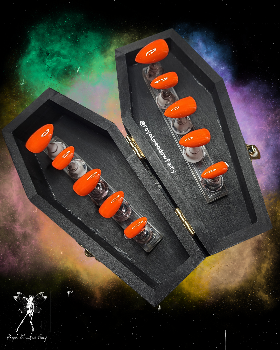 bright orange press on nails UK strong and reusable 