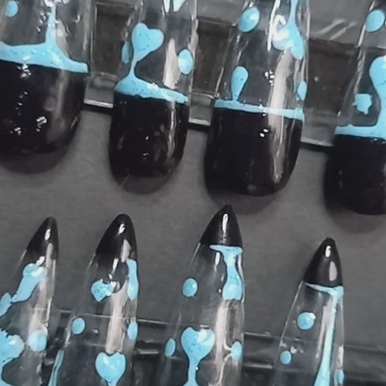 blue glitter lava lamp press on nails best uk quality 