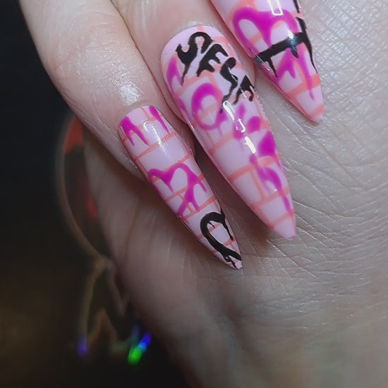 graffiti wall nail art design self love valentines press on nails 