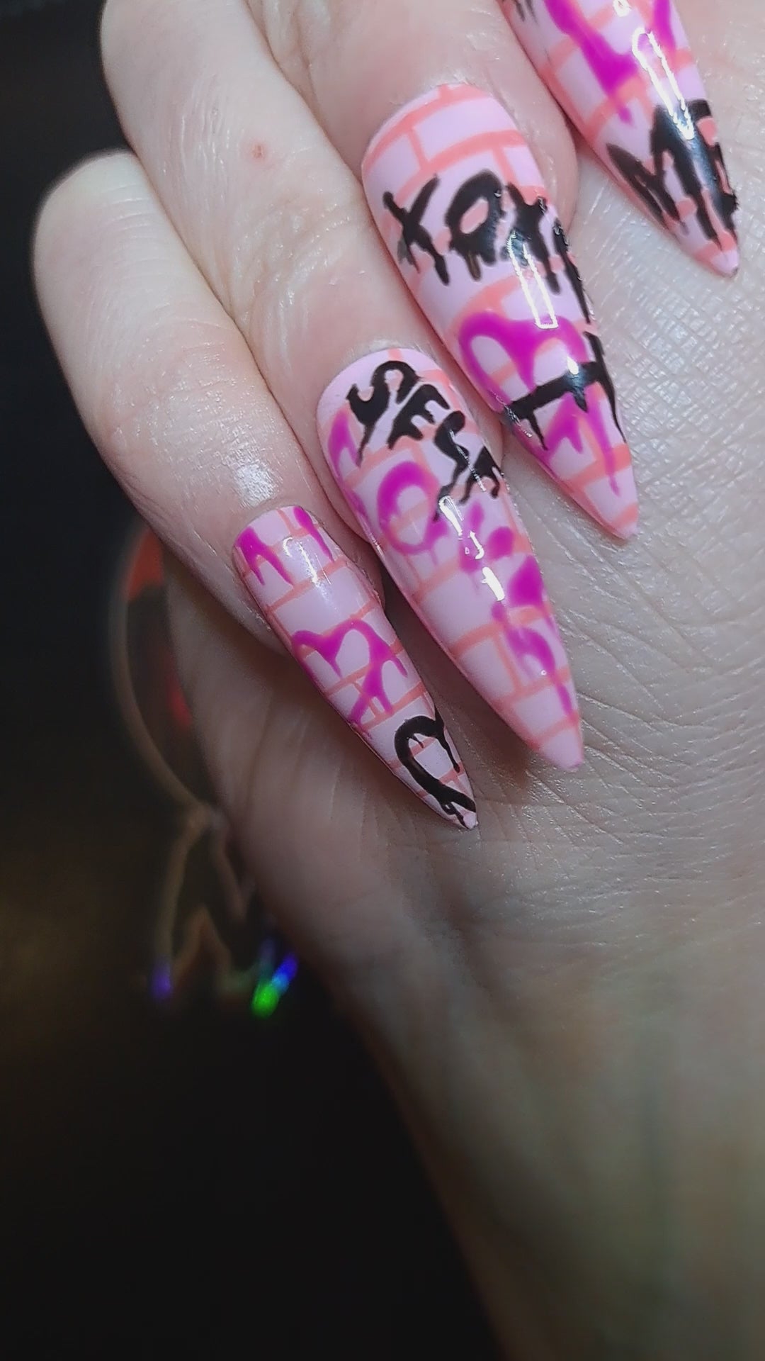 graffiti wall nail art design self love valentines press on nails 