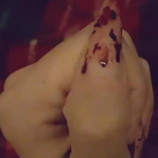 real faux blood splatter drip nail art design press on nails horror gore nails uk