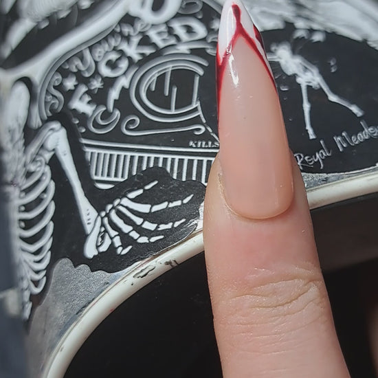 bloody alt gothic french tip press on nails 