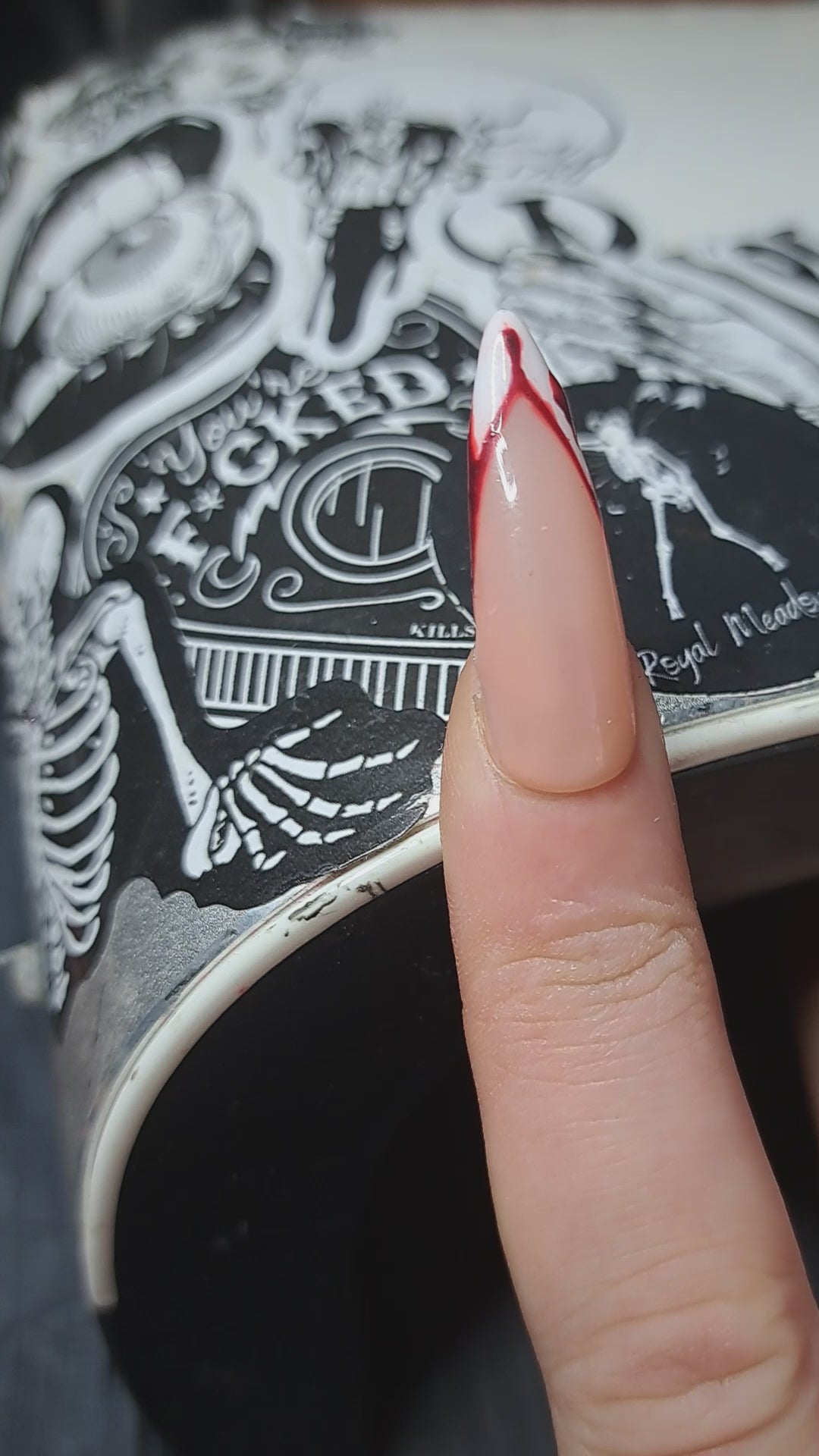 bloody alt gothic french tip press on nails 