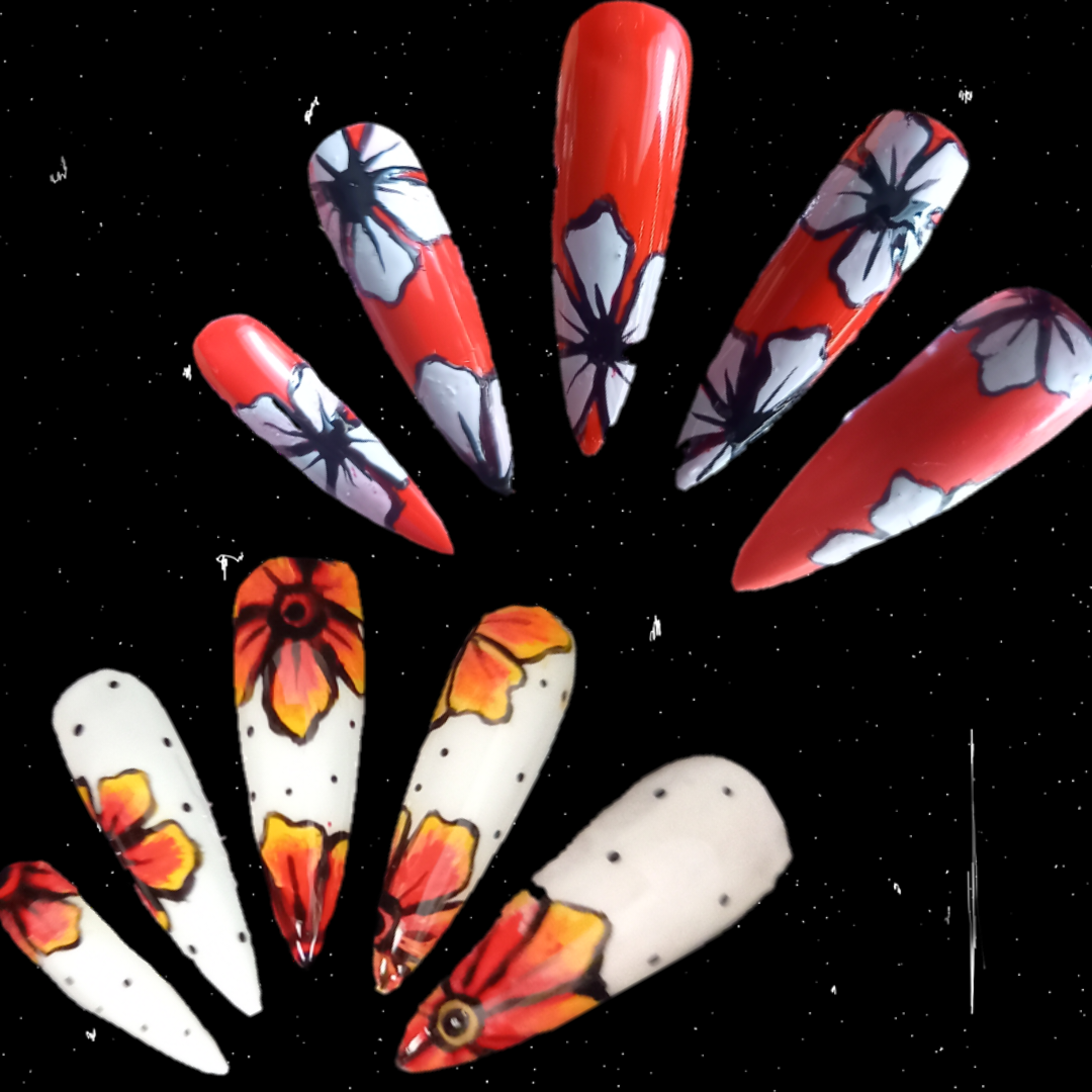 floral glue on nail extensions colour options 
