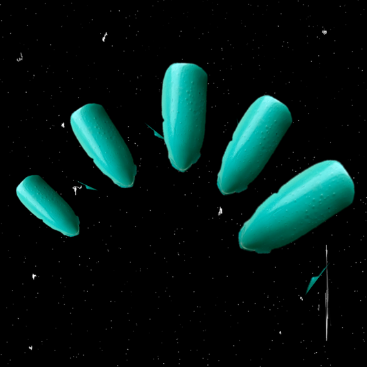 blue / green press on false nail enhancements 