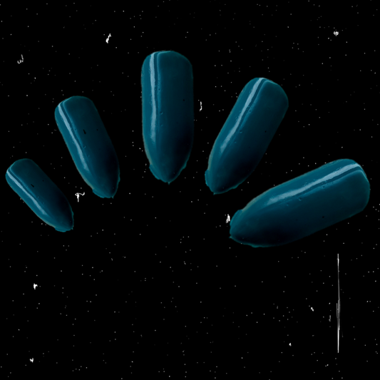 deep blue green stick on false nails 