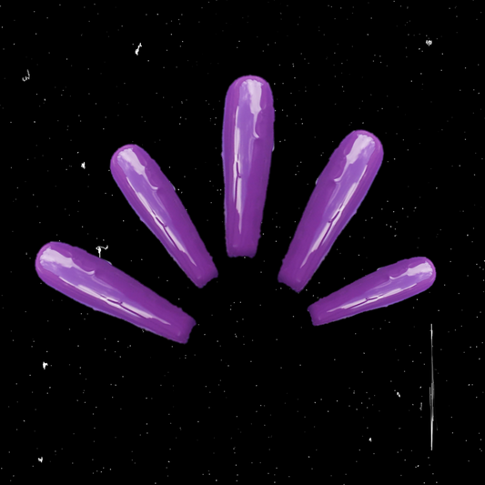 Long coffin gloss purple press on nails 
