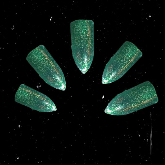 light green glitter press on nail extensions 